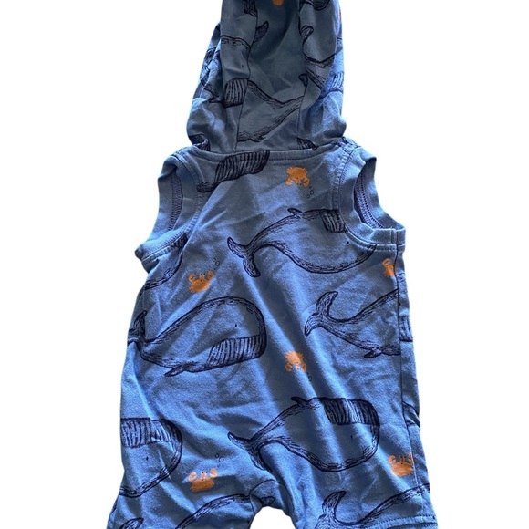 Carter's Blue and Orange Bodysuit with Hood - Picture 2 of 4